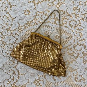 Vintage 1940s Whiting & Davis Gold Evening Bag